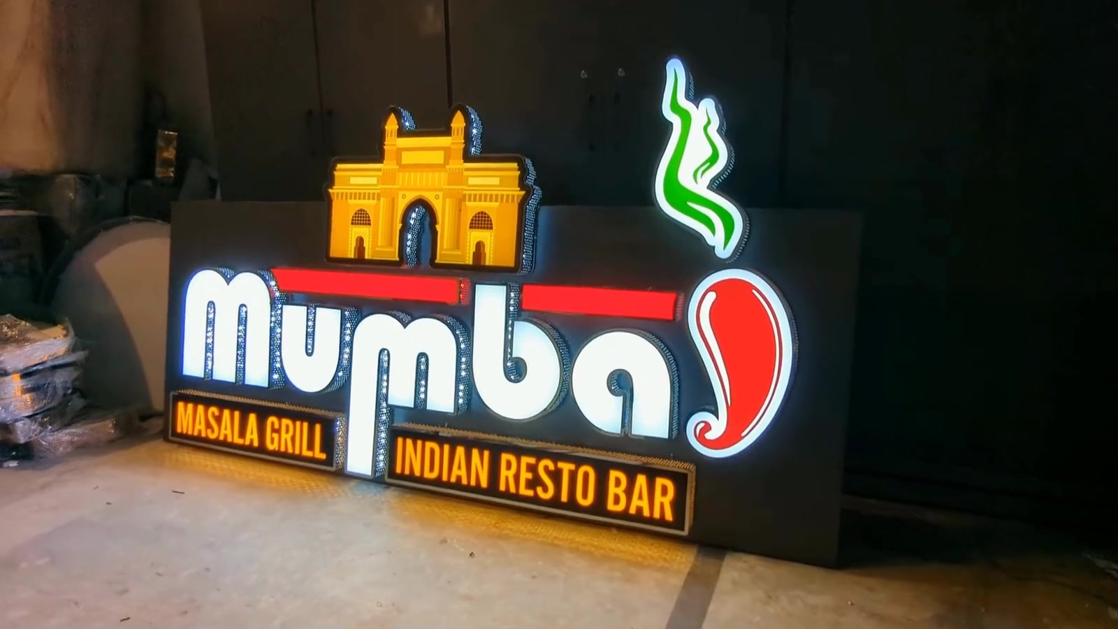 Mumbai Masala illuminated sign, made for Canada