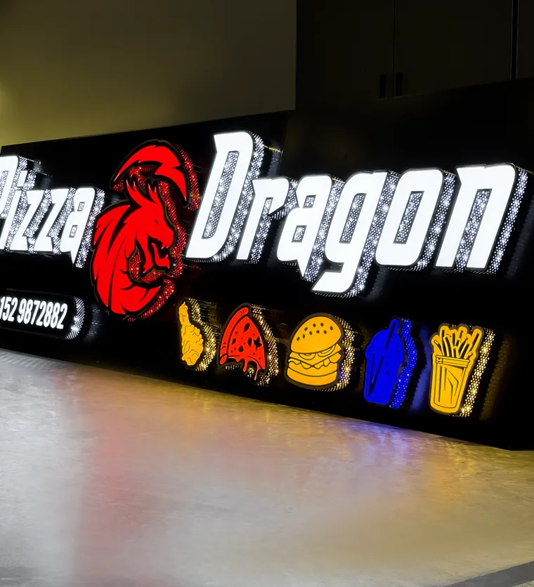 Pizza Dragon 3D illuminated signboard by Mubashir Signs