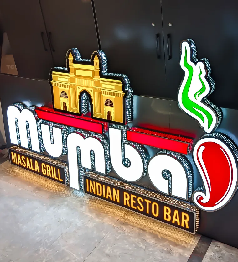 Mumbai Masala Grill illuminated 3D sign