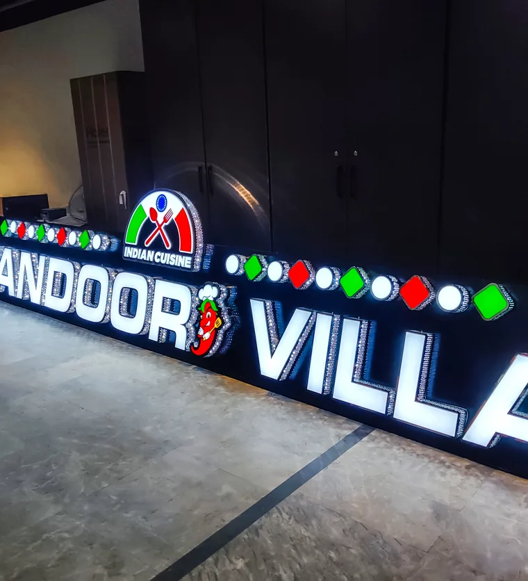 Tandoori Villa front-lit 3D channel letter sign