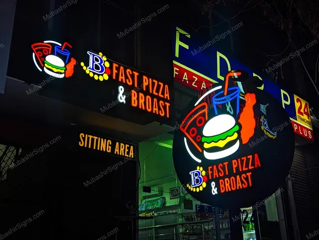 B Fast Pizza & Broast, Sweets & Bakers custom sign