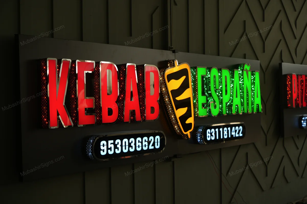 Kebab España & Pizzeria España custom sign